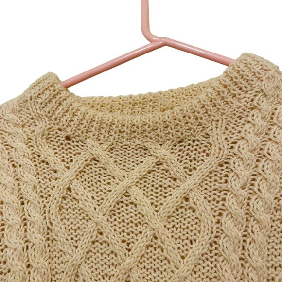 Estridge Handmade Womens Sweater Cable Knit Cream Large - Picture 3 of 5